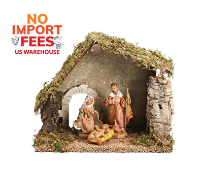 Fontanini Nativity Starter Set 5'' Holy Family Figures & Italian Wood Stable 5475