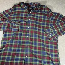 Chaps Cotton Oxford Plaid Men  s XL Casual Shirt XL