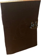Leather Celtic Knot Journal w/ Lock/Latch 200 5"x7" 'Vellum' Handmade Unused