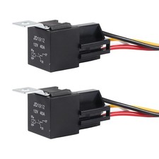 DIANN 2pcs Car Relay with Harness 12V 40A 4 Pin SPST Harness Sockets with Col...