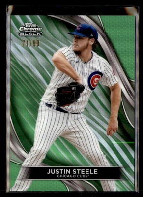 Justin Steele 2024 Topps Chrome Black Green Wave Refractors #/99 #71 Cubs