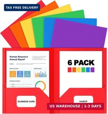 6 Paper Folders with Pockets, Multi Colors Pocket Folders, 6 File Folders