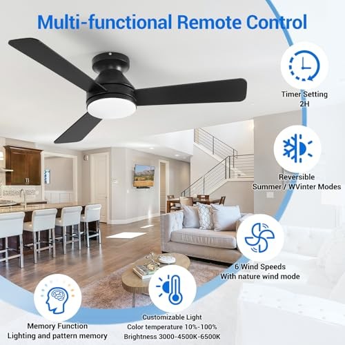 Ceiling Fans with Lights, 42 Inch Low Profile Ceiling Fan with Light 42 inch - Bild 3 von 7