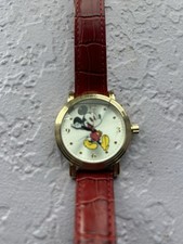 Disney Time Works Vintage Mickey Mouse Watch Leather Band Brand New Condition