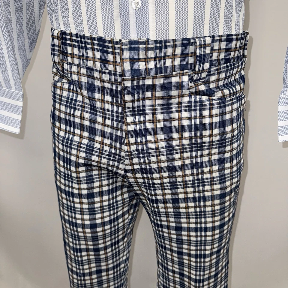 Vintage Levi's Bell Bottom Pants Mens 32 32 Plaid Polyester Mod Disco Levis 70s - Image 2 of 4