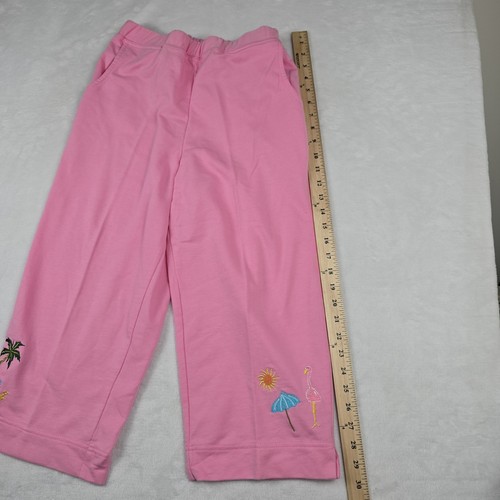 Breckenridge Petite Women's Medium Pink Striped Beach Embroidered 2 Piece Set - Picture 13 of 16