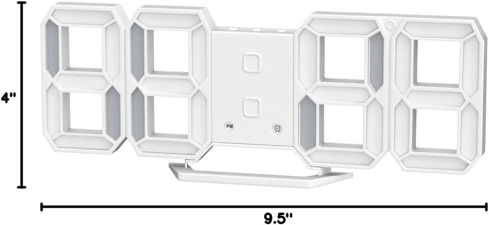 3D LED Digital Wall Clock, 9.5" Desk Alarm Clock, with 3 Adjust Brightness Level