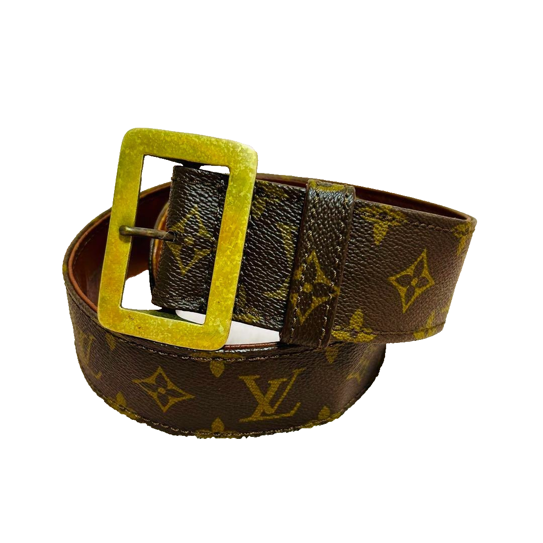 Vintage Louis Vuitton monogram belt Vintage LOUIS VUITTON Ceinture Carre Monogram Gold Buckle  main image 4