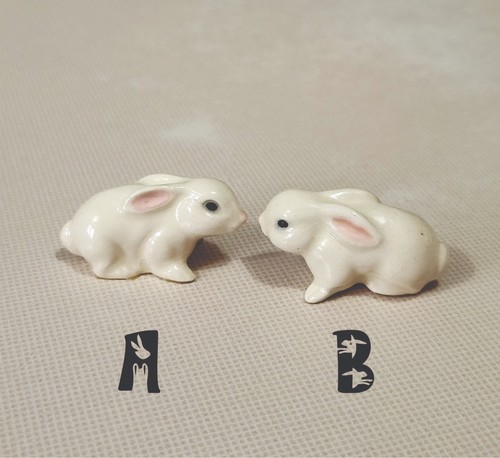 HR Hagen Renaker Miniature White Rabbit Mama Ears Flat Figurine A or B