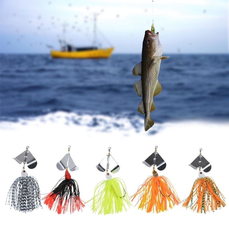 5Pcs Bass Fishing Lures Spinner Baits Buzzbait Jigging Lures Swimbait Jig Lures - Image 2
