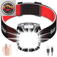 Blukar Led Stirnlampe 2000L Stufenlos Dimmbar 8 Modi Sensor Rot