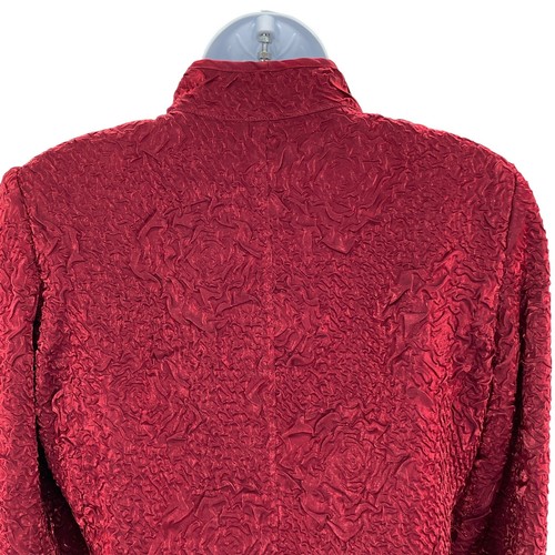 Vintage Victor Costa Red Floral Jewel Pull Zip Up Dressy Long Sleeve Jacket 6 - Picture 5 of 14