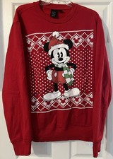 Mickey Mouse Disney Light Up Christmas Sweater with Long Sleeves Size Large Red