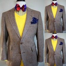 Vintage Tweed Men's Suits Casual Wool Blend Blazer 2Pcs Khaki Coat 1920s Jacket