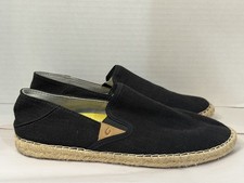 Olukai Kaula Pa'a Kapa Slip On Womens 8.5 Black Canvas Jute Espadrille Flats