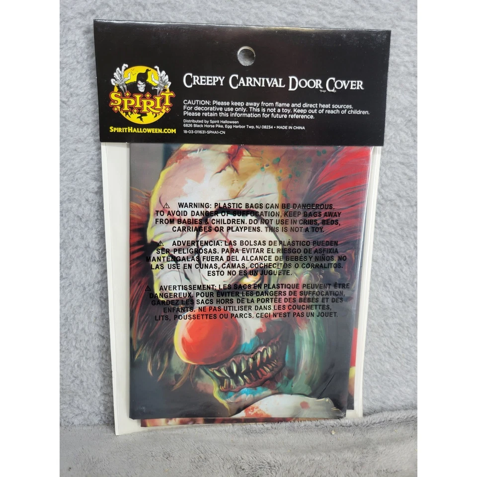 Cubierta de puerta de carnaval espeluznante espíritu decoración de Halloween payaso aterrador utilería Foto 4 de 4
