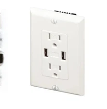 15 Amp Duplex Standard Outlet W/ 2 USB Ports Maintenance Warehouse, White