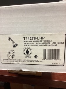 DELTA T14278-LHP MONITOR SHOWER TRIM  CHROME LESS HANDLE FREE SHIPPING