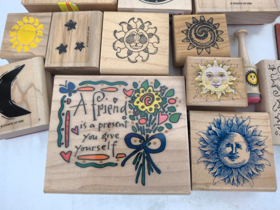 Lote de sellos de goma cara del sol luna estrella celestial nuevo Inkadinkadoo suceder noche Foto 4 de 4