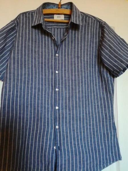 Men Brax Shirt Grey Linen 38 / M
