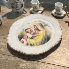 Porcelain Religious Decorative Miniature Tea Set 6-Piece Display Dining Room