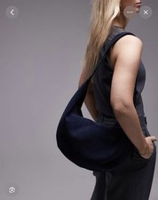 Arket Limited Edition Mid Size Curve Navy Suede Leather Sling Bag Immaculate