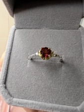 Sterling Silver Adjustable Genuine Garnet Crystal Ring