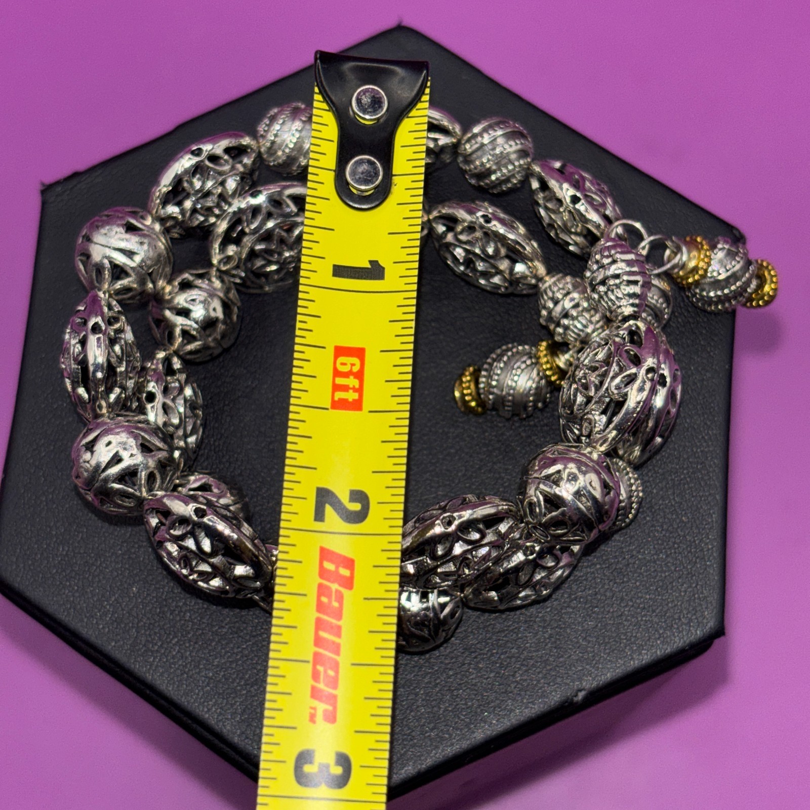 Tibetan Silver Beaded Wrap Statement Bracelet on … - image 9