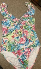 Stella Parker Ruffle Maillot One Piece Swimsuit Women's Size XL