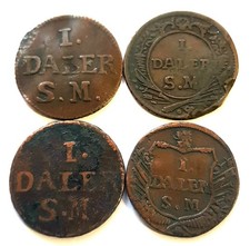 *** SWEDEN *** 4 EMERGENCY DALERS ** 1715, 1716, 1717, 1718 WAR with RUSSIA ** L