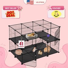 41-Panel Small Animal Pet Playpen, Modular Wire Storage Fence