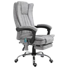 Vinsetto Sedia da Ufficio Massaggiante Reclinabile con Poggiapiedi e Riscaldata