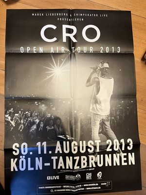 Konzertplakat-CRO- DIN A1-gefaltet- neu- 11.8.2013 - Köln- Tanzbrunnen