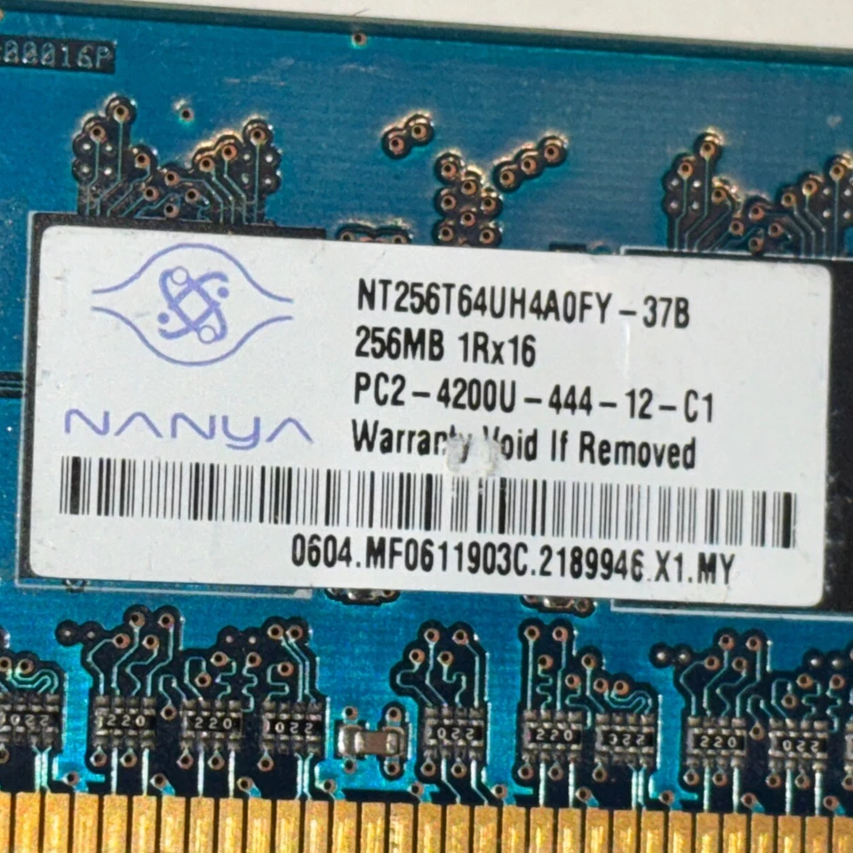 (LOT OF 2) Nanya 512MB Memory (2 x 256MB) 1R x 16 PC2-4200U NT256T64UH4A0FY-37B - Image 4 of 4
