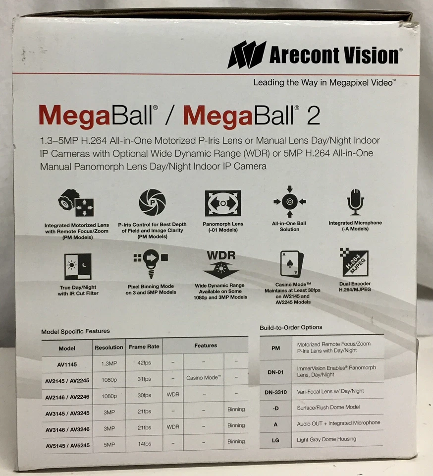 Arecont Vision AV2245PM-CVS Dome 1080P Security Camera Mega Ball 2 New Open Box - Image 3 of 4