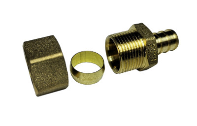 25 PIECES 1/2'' PEX X 5/8'' OD COMPRESSION STRAIGHT ADAPTER, LEAD-FREE BRASS