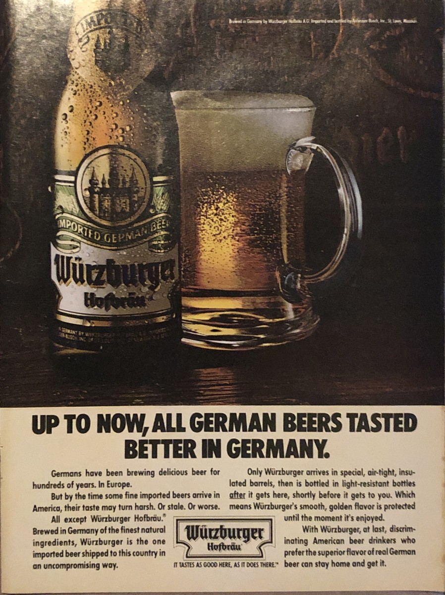 1981 Würzburger Hofbraü PRINT AD German Beers Tasted Better In