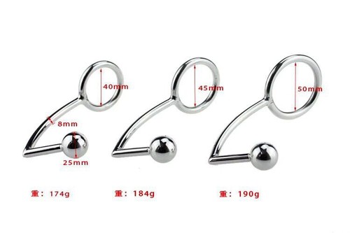Male Metal Anus Ball Hook Plug Extreme Spreader Dilator Metal Device Locked Ring - Picture 9 of 14