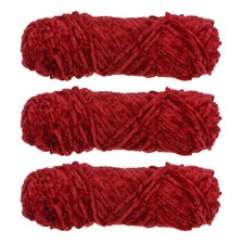 3 Skeins Chenille Yarn Soft Blanket Yarn 3x100gr/3.5oz 3x131yds Deep Red