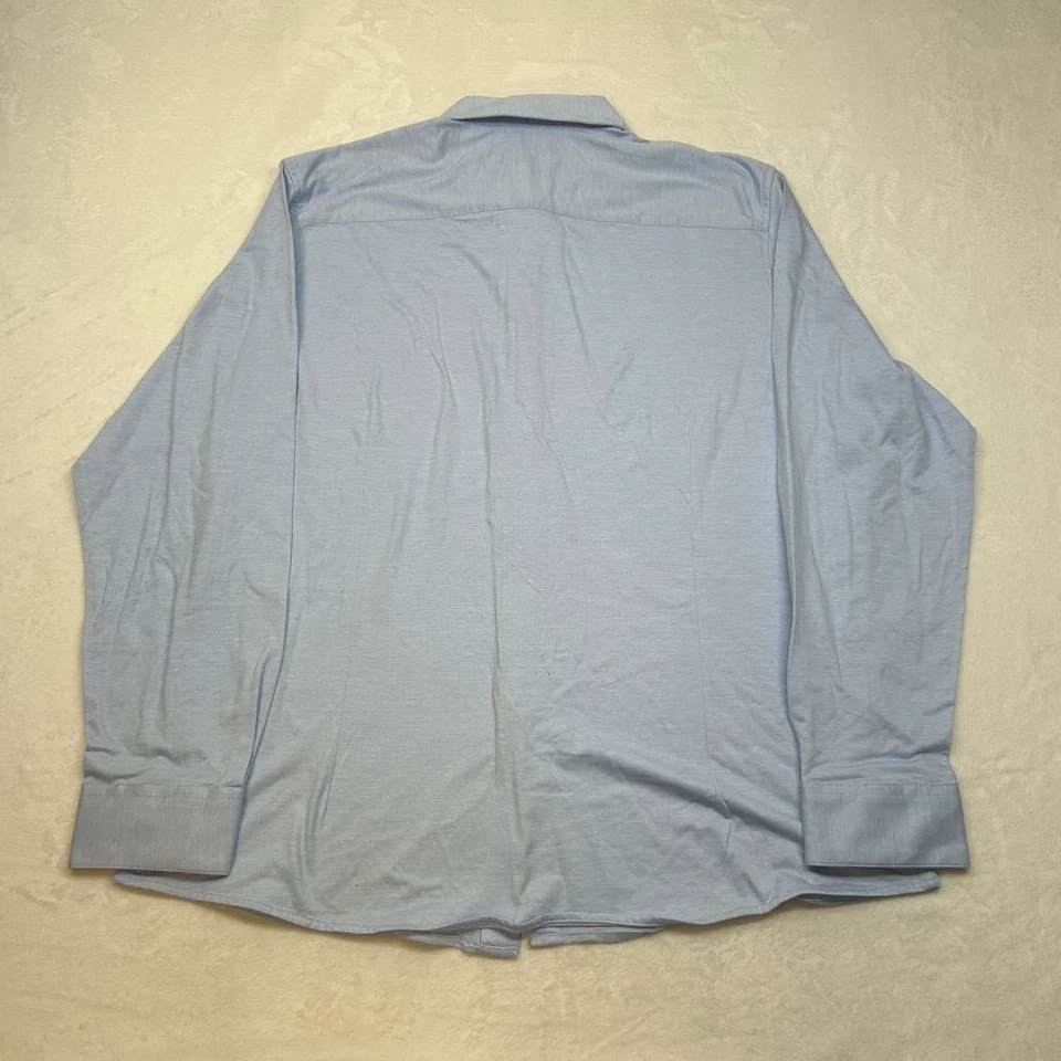 Camisa de vestir Bar III ajustada tejida XL 17-17,5 azul claro elástica con botones Foto 3 de 4