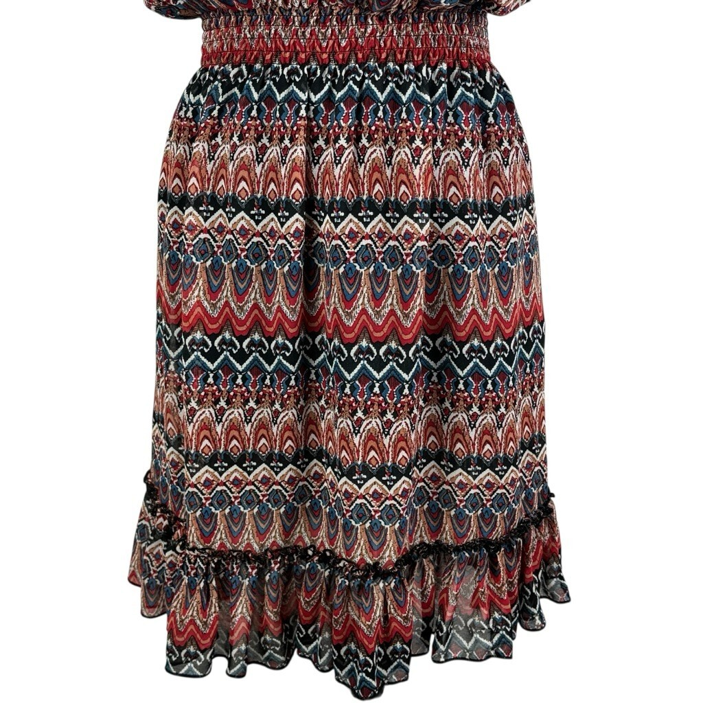 Deb Strapless Multicolor Patterned Ruffle Hem Lin… - image 3