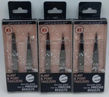 3PK Japonesque Slant Tweezer & Point Tweezer ~ 6 PC TTL ~ MT-300 ~ FAST SHIPPING