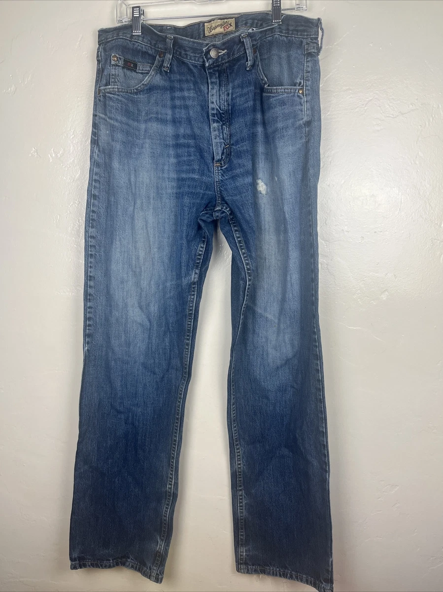 Wrangler 20X Straight Leg Jeans Mens Size 35x34 Blue Medium Wash
