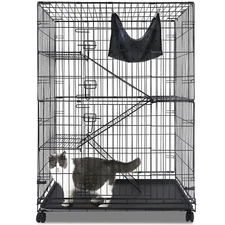 Homey Pet 51" Cat Crate Cage, 4-Tier Cat Enclosures for Medium-Sized Cat w/Tray