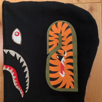 BAPE 2014 Swarovski Shark full zip hoodie Black A Bathing Ape Size