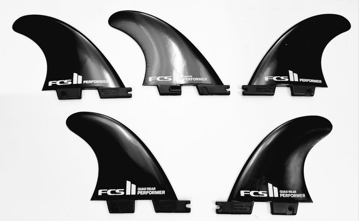 GENUINE FCSII GLASS FLEX Medium PERFORMER 5 FIN SET W/QUAD GENUINE FCSII GLASS FLEX Medium PERFORMER 5 FIN SET W/QUAD