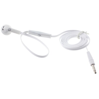 Flat Wired Headset MONO Hands-free Earphone w Mic Single Earbud for Smartphones