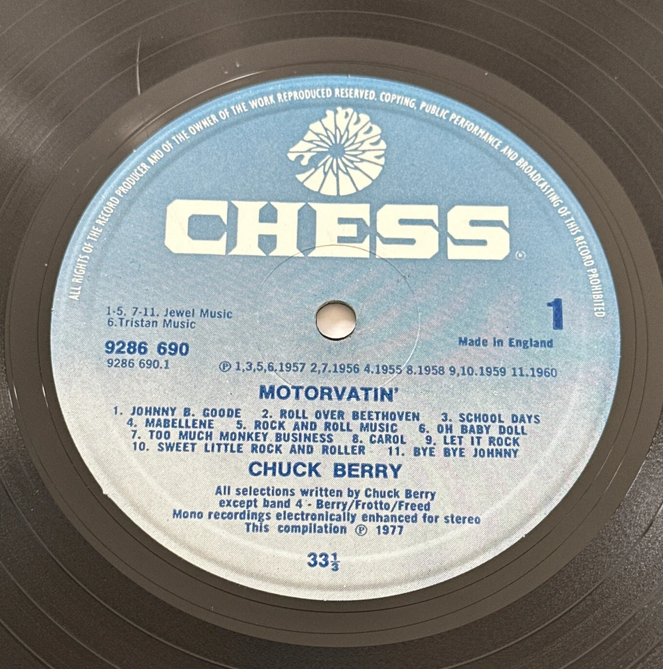 Chuck Berry Motorvatin' LP vinyl UK Chess 1977 compilation LP 9286690 VG+ / VG+ - Image 4 of 4