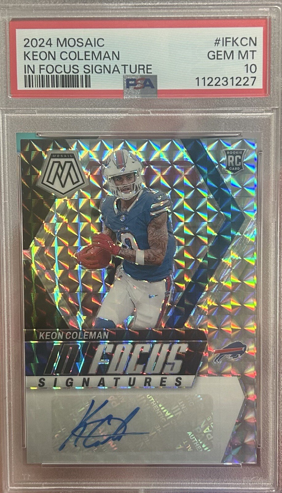 Keon Coleman Panini Mosaic in Focus Signatures #IFKCN Base