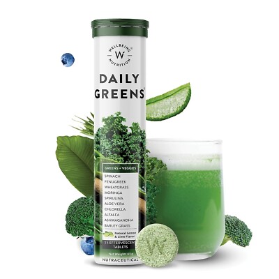 Wellbeing Nutrition Daily Greens (15 Effervescent Tablets) | Vitamin C, Zinc, B6